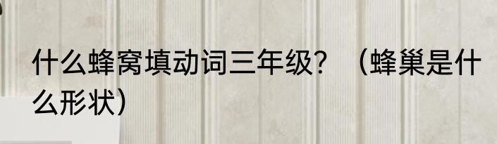 什么蜂窝填动词三年级？（蜂巢是什么形状）