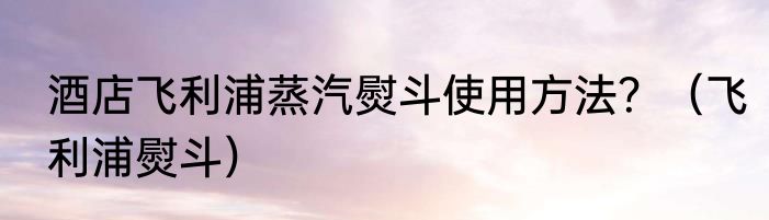 酒店飞利浦蒸汽熨斗使用方法？（飞利浦熨斗）