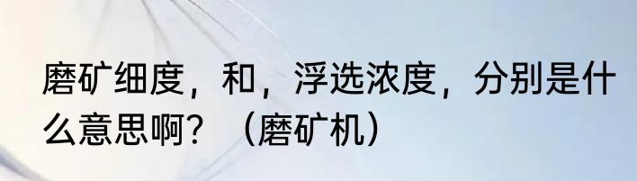 磨矿细度，和，浮选浓度，分别是什么意思啊？（磨矿机）