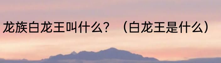 龙族白龙王叫什么？（白龙王是什么）