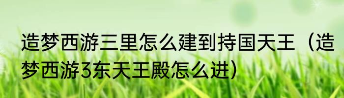 造梦西游三里怎么建到持国天王（造梦西游3东天王殿怎么进）