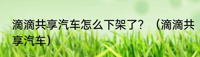 滴滴共享汽车怎么下架了？（滴滴共享汽车）