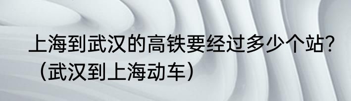 上海到武汉的高铁要经过多少个站？（武汉到上海动车）