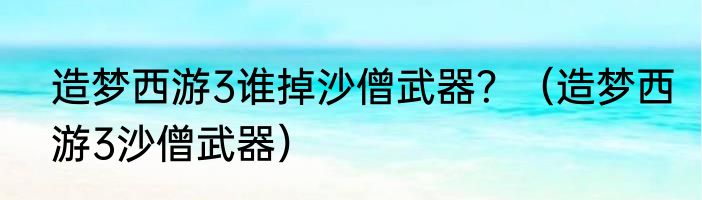 造梦西游3谁掉沙僧武器？（造梦西游3沙僧武器）