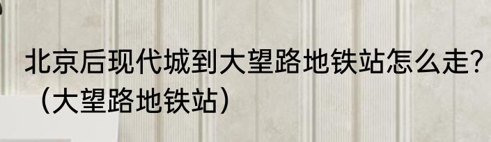 北京后现代城到大望路地铁站怎么走？（大望路地铁站）