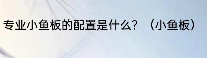 专业小鱼板的配置是什么？（小鱼板）