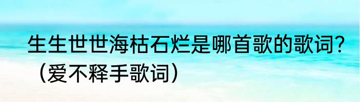 生生世世海枯石烂是哪首歌的歌词？（爱不释手歌词）