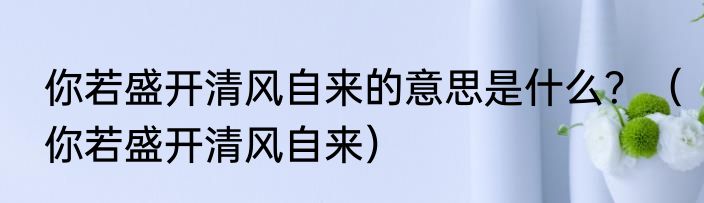 你若盛开清风自来的意思是什么？（你若盛开清风自来）