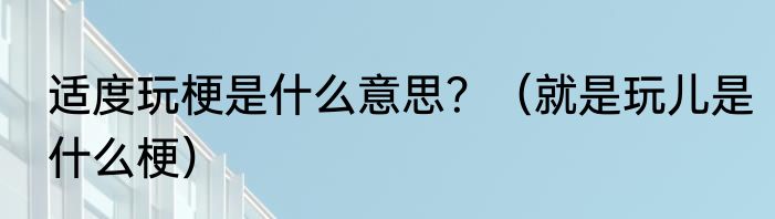适度玩梗是什么意思？（就是玩儿是什么梗）