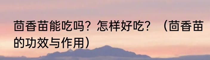 茴香苗能吃吗？怎样好吃？（茴香苗的功效与作用）