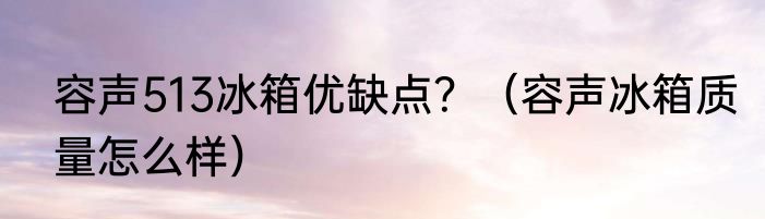容声513冰箱优缺点？（容声冰箱质量怎么样）