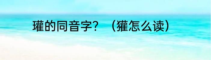 瓘的同音字？（獾怎么读）