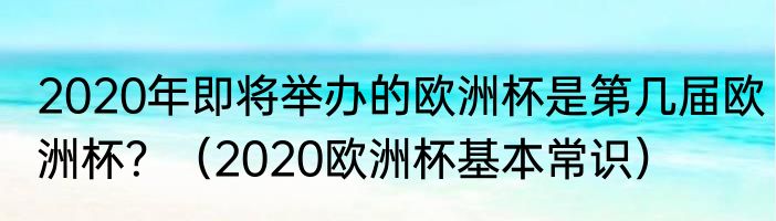 2020年即将举办的欧洲杯是第几届欧洲杯？（2020欧洲杯基本常识）