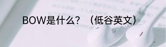 BOW是什么？（低谷英文）
