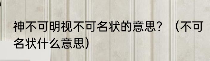 神不可明视不可名状的意思？（不可名状什么意思）
