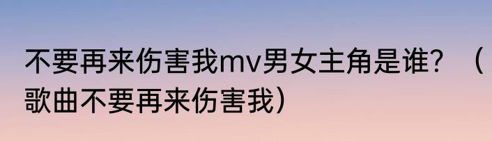 不要再来伤害我mv男女主角是谁？（歌曲不要再来伤害我）