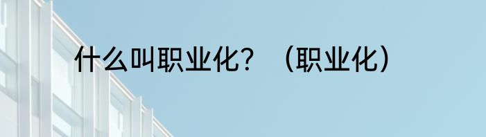 什么叫职业化？（职业化）