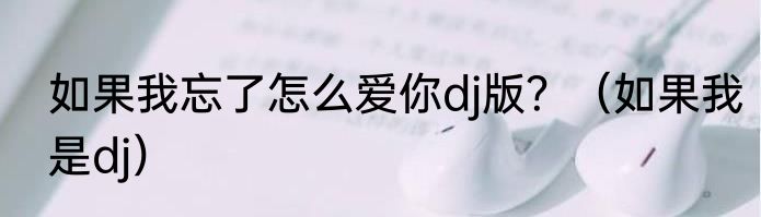 如果我忘了怎么爱你dj版？（如果我是dj）