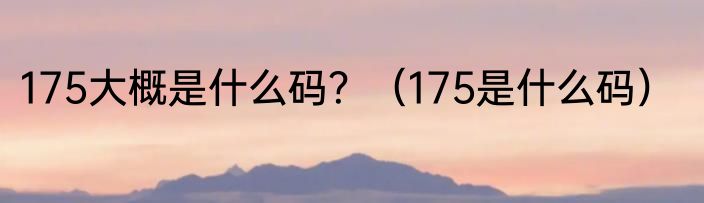 175大概是什么码？（175是什么码）