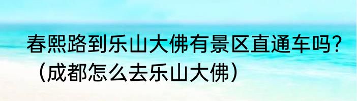春熙路到乐山大佛有景区直通车吗？（成都怎么去乐山大佛）