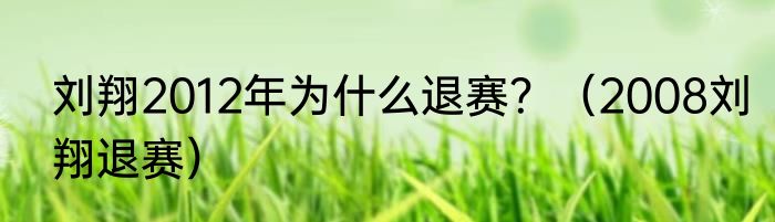 刘翔2012年为什么退赛？（2008刘翔退赛）