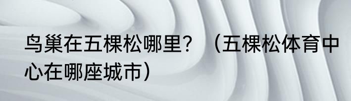 鸟巢在五棵松哪里？（五棵松体育中心在哪座城市）