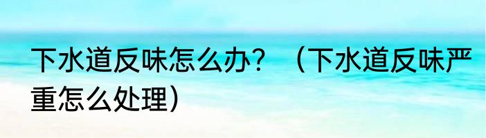 下水道反味怎么办？（下水道反味严重怎么处理）