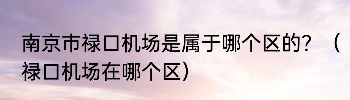 南京市禄口机场是属于哪个区的？（禄口机场在哪个区）