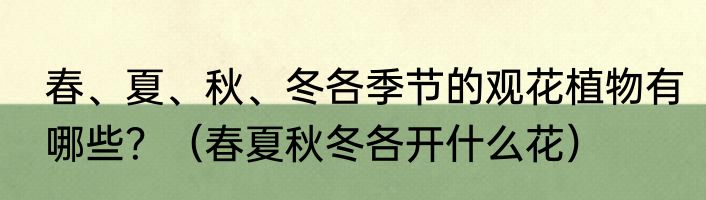 春、夏、秋、冬各季节的观花植物有哪些？（春夏秋冬各开什么花）