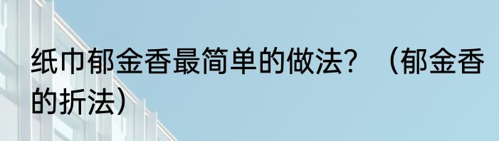 纸巾郁金香最简单的做法？（郁金香的折法）