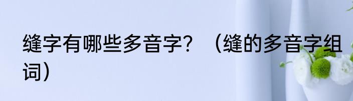 缝字有哪些多音字？（缝的多音字组词）