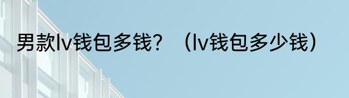 男款lv钱包多钱？（lv钱包多少钱）