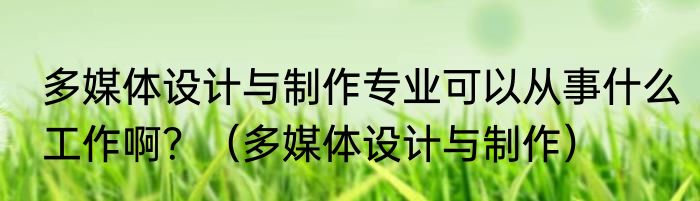 多媒体设计与制作专业可以从事什么工作啊？（多媒体设计与制作）