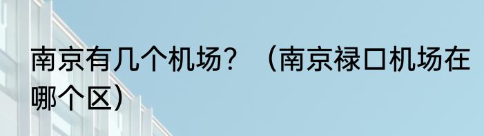 南京有几个机场？（南京禄口机场在哪个区）