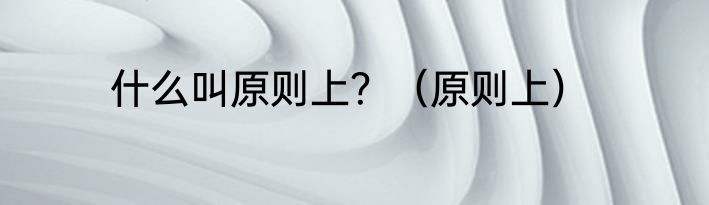 什么叫原则上？（原则上）