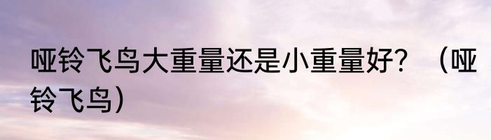 哑铃飞鸟大重量还是小重量好？（哑铃飞鸟）