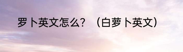 罗卜英文怎么？（白萝卜英文）