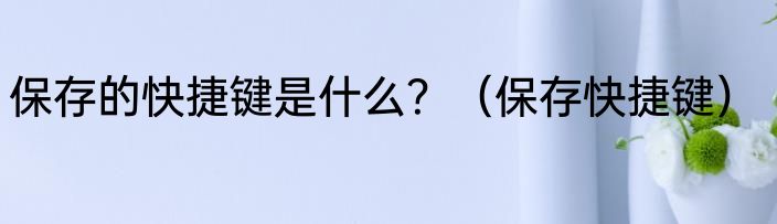 保存的快捷键是什么？（保存快捷键）