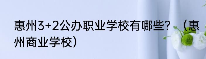 惠州3+2公办职业学校有哪些？（惠州商业学校）