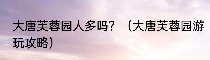 大唐芙蓉园人多吗？（大唐芙蓉园游玩攻略）