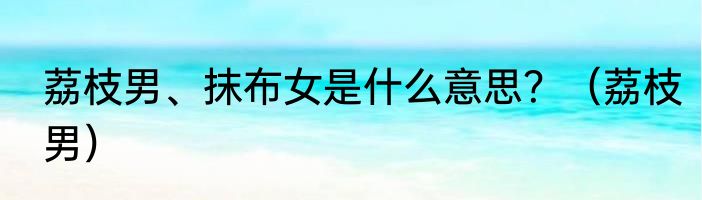 荔枝男、抹布女是什么意思？（荔枝男）