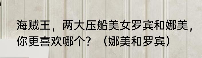 海贼王，两大压船美女罗宾和娜美，你更喜欢哪个？（娜美和罗宾）