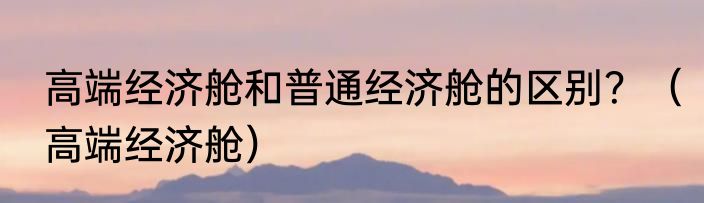 高端经济舱和普通经济舱的区别？（高端经济舱）