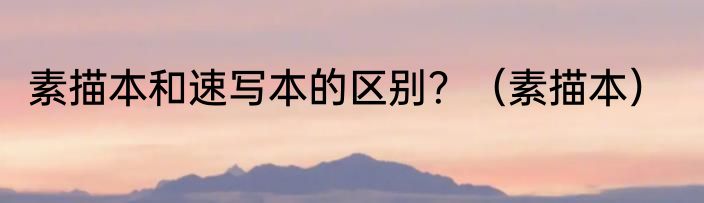 素描本和速写本的区别？（素描本）