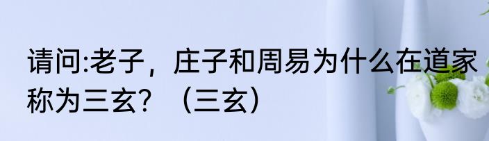 请问:老子，庄子和周易为什么在道家称为三玄？（三玄）