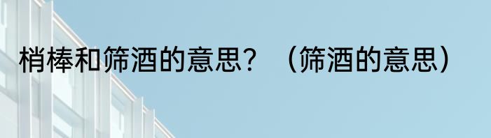 梢棒和筛酒的意思？（筛酒的意思）