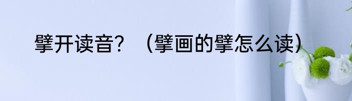 擘开读音？（擘画的擘怎么读）