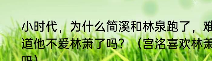 小时代，为什么简溪和林泉跑了，难道他不爱林萧了吗？（宫洺喜欢林萧吗）