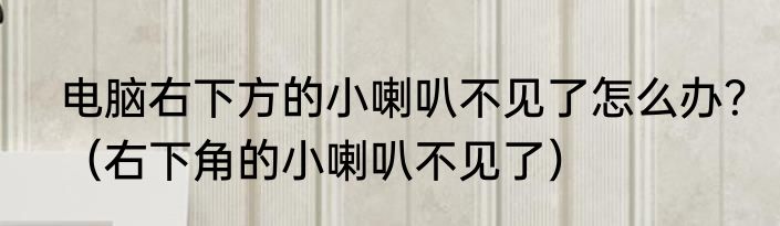电脑右下方的小喇叭不见了怎么办？（右下角的小喇叭不见了）