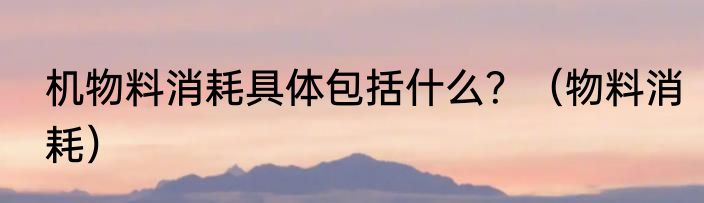 机物料消耗具体包括什么？（物料消耗）